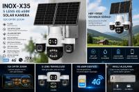 INOX-X35 5 LENS 4G ESİM SOLAR KAMERA (18x Hibrit Zoom) 5 adet  2mp  5lens  Solar Panel+ Dahili Batarya